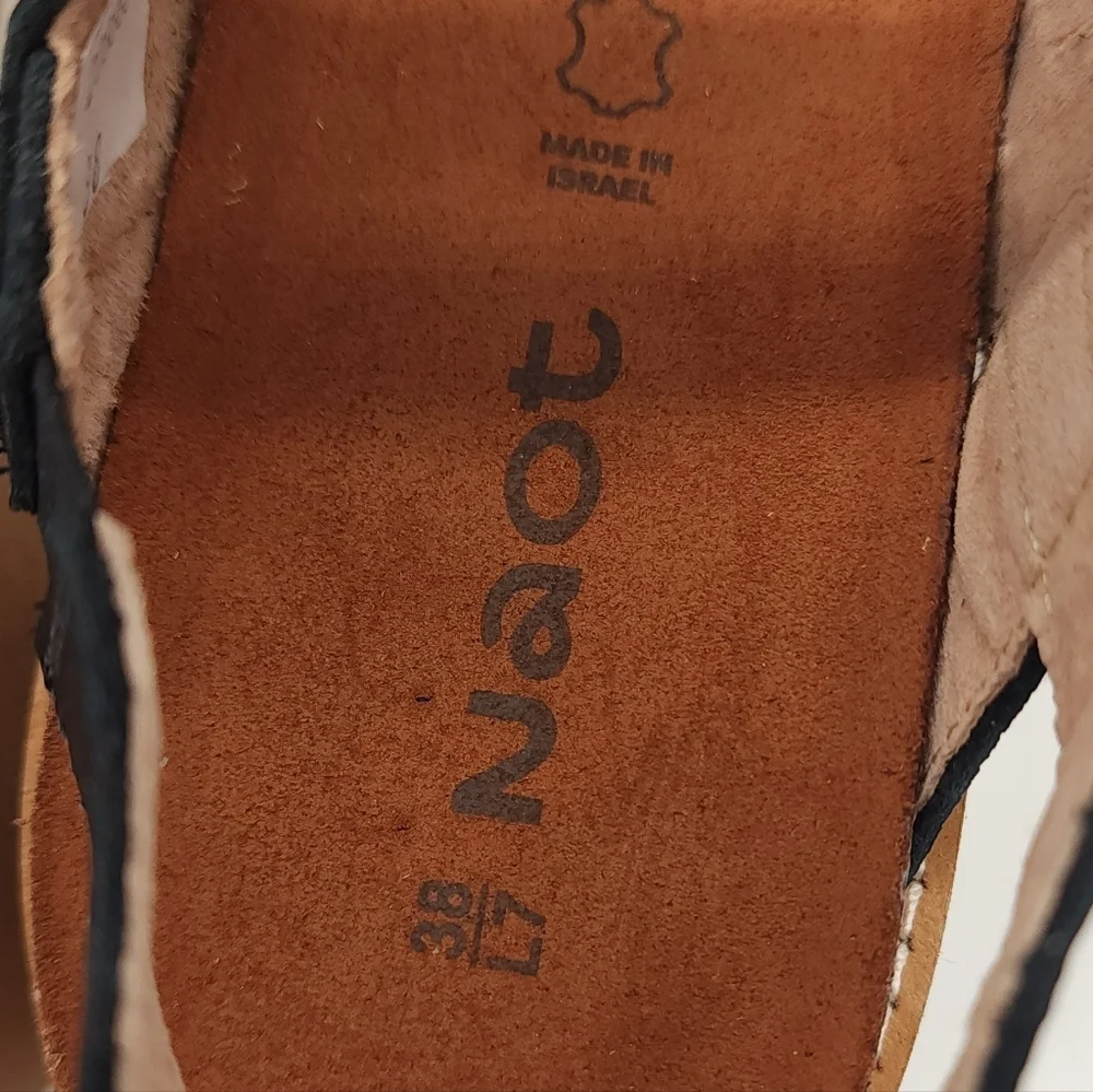 NAOT Crepe Black Soft Leather Platform Chunky Sandal Women's Size 7 - Picture 9 of 12